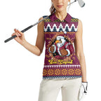 Merry Eagle Roar Personalized Women Sleeveless Polo Shirt Christmas Rugby League Spirit - Aussie Hoodie