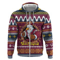 Merry Eagle Roar Personalized Zip Hoodie Christmas Rugby League Spirit - Aussie Hoodie