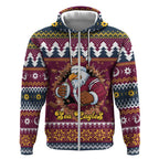 Merry Eagle Roar Personalized Zip Hoodie Christmas Rugby League Spirit - Aussie Hoodie