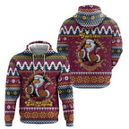 Merry Eagle Roar Personalized Zip Hoodie Christmas Rugby League Spirit - Aussie Hoodie