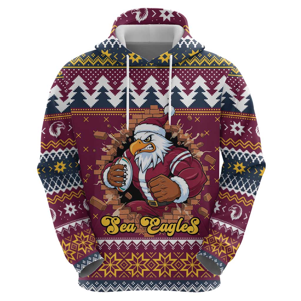 Merry Eagle Roar Personalized Zip Hoodie Christmas Rugby League Spirit - Aussie Hoodie