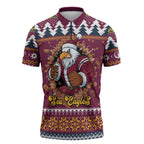 Merry Eagle Roar Personalized Zipper Polo Shirt Christmas Rugby League Spirit - Aussie Hoodie