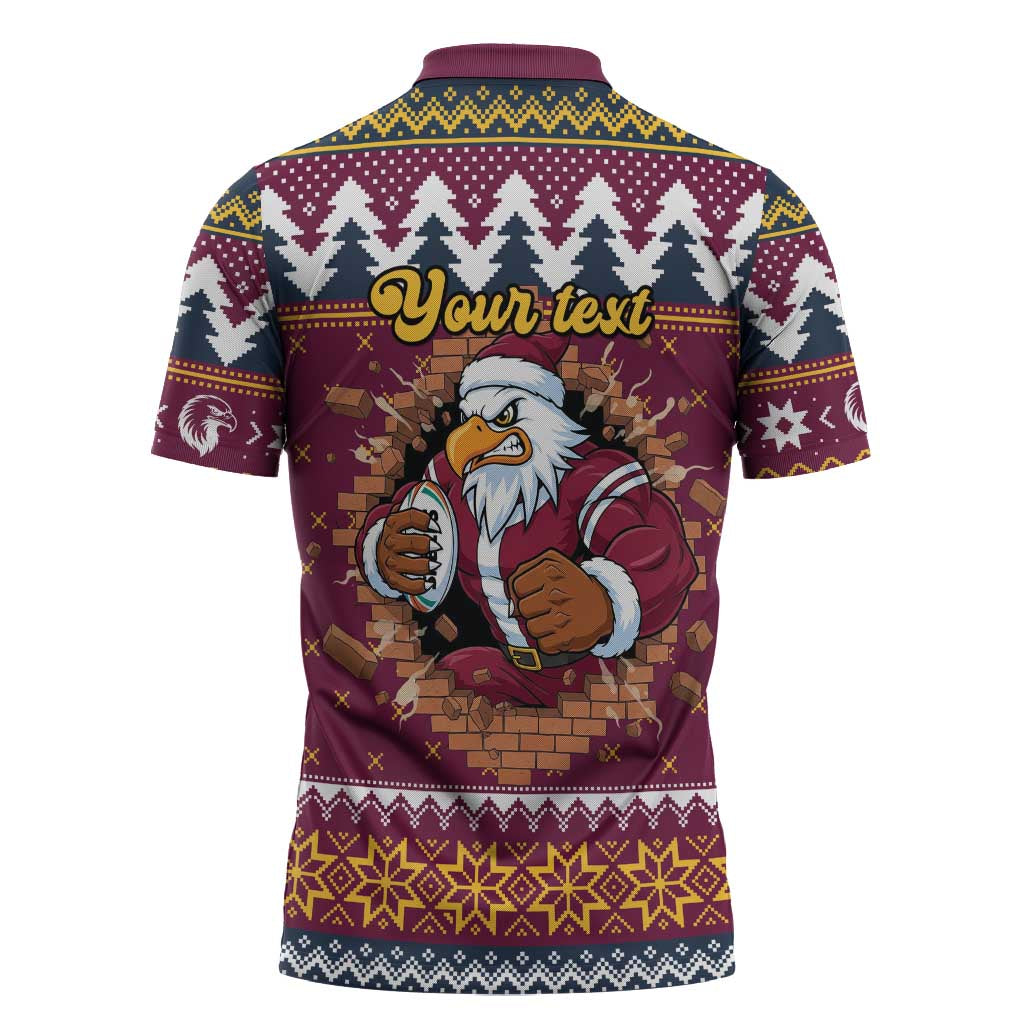 Merry Eagle Roar Personalized Zipper Polo Shirt Christmas Rugby League Spirit - Aussie Hoodie