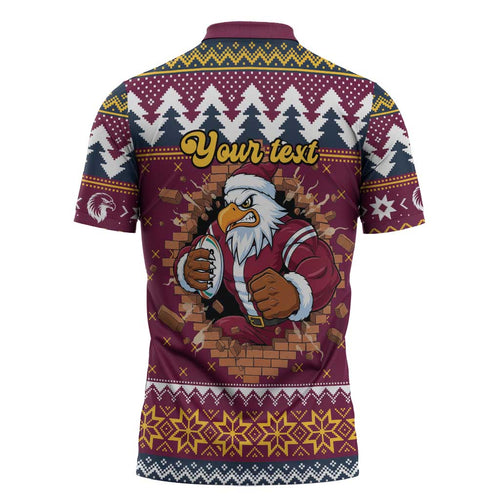 Merry Eagle Roar Personalized Zipper Polo Shirt Christmas Rugby League Spirit - Aussie Hoodie