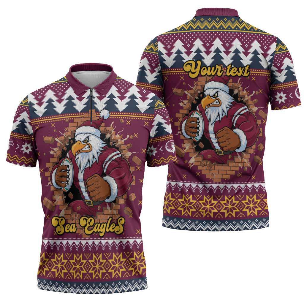Merry Eagle Roar Personalized Zipper Polo Shirt Christmas Rugby League Spirit - Aussie Hoodie