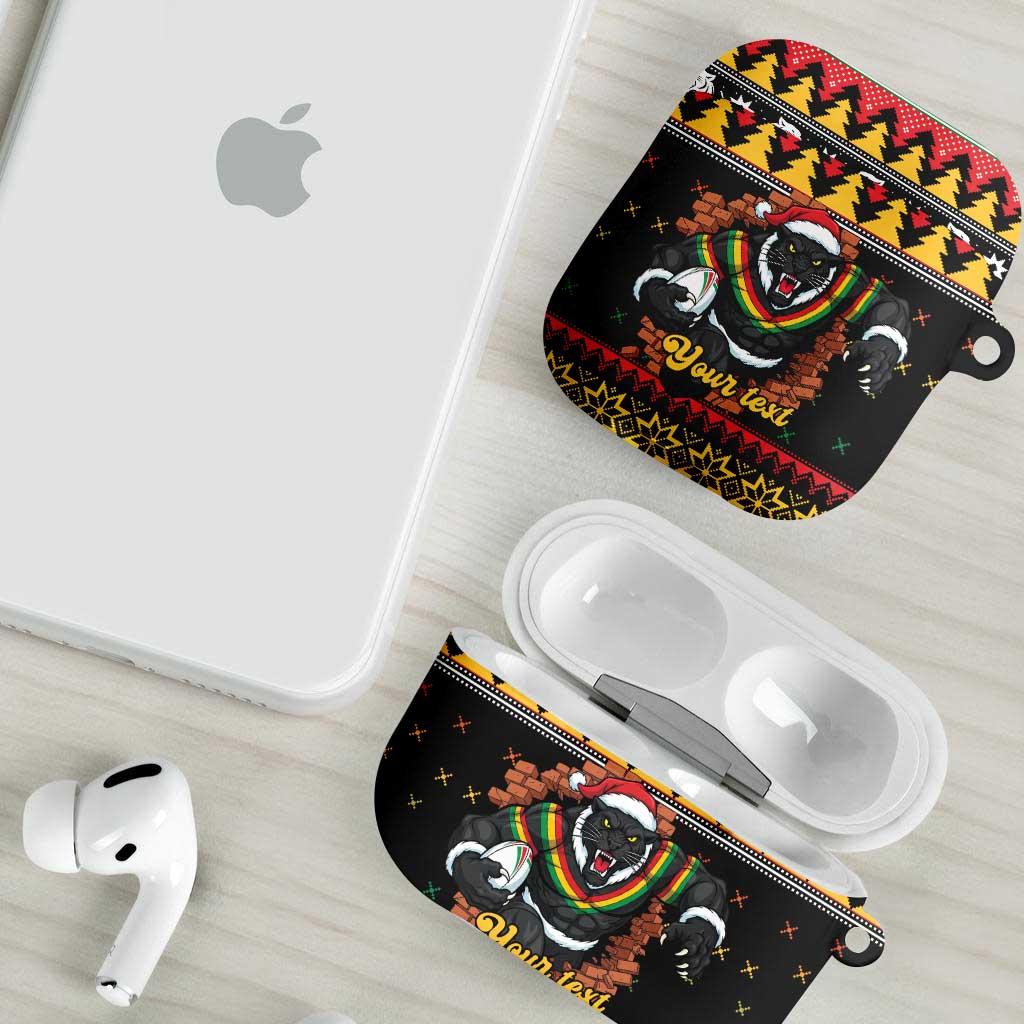 Merry Panther Roar Personalized AirPods Case Christmas Rugby League Spirit - Aussie Hoodie