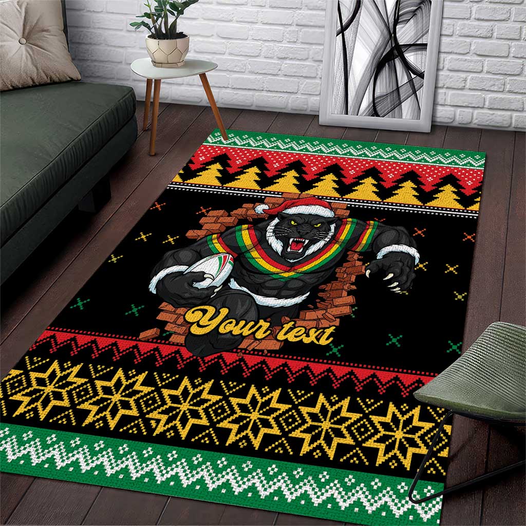 Merry Panther Roar Personalized Area Rug Christmas Rugby League Spirit - Aussie Hoodie