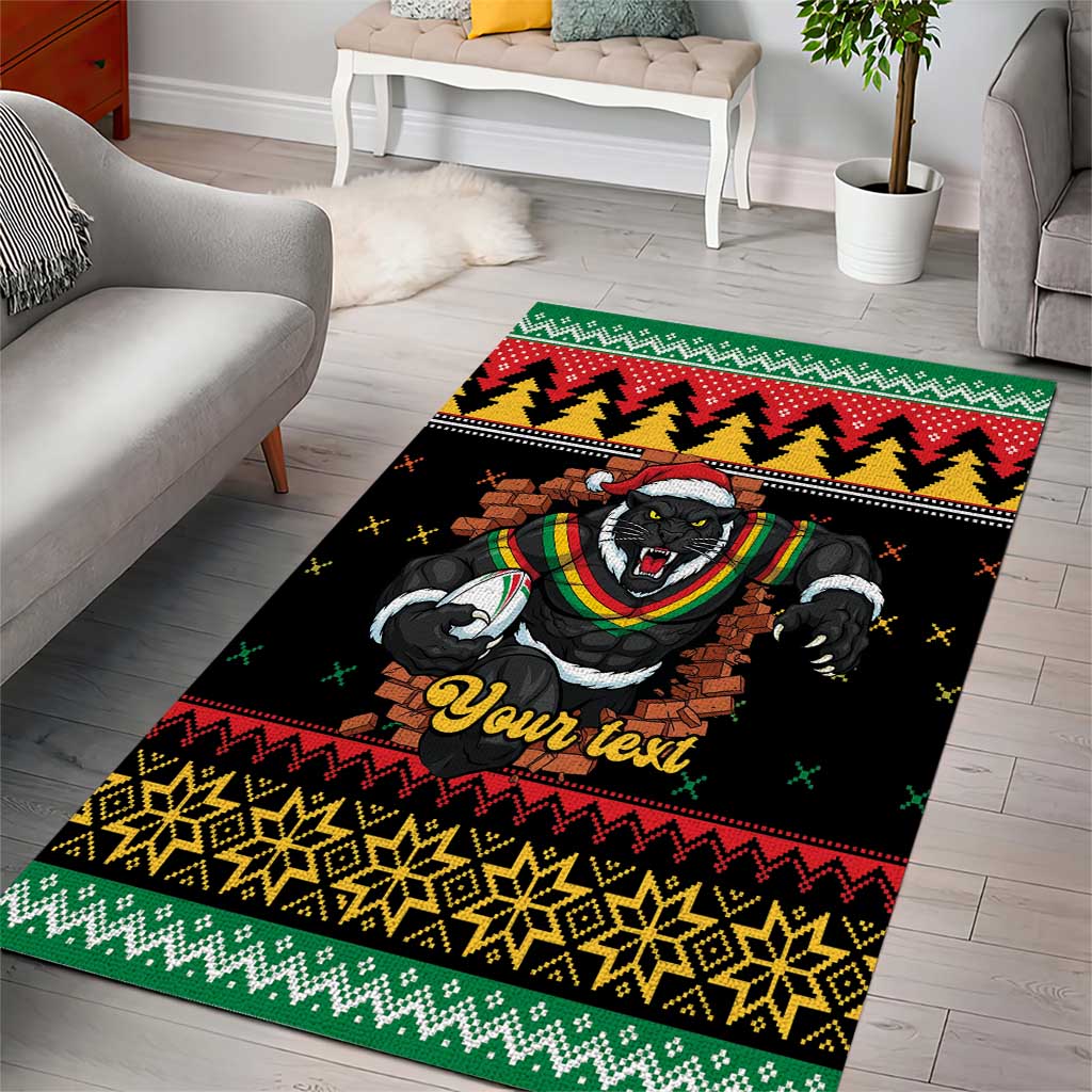 Merry Panther Roar Personalized Area Rug Christmas Rugby League Spirit - Aussie Hoodie