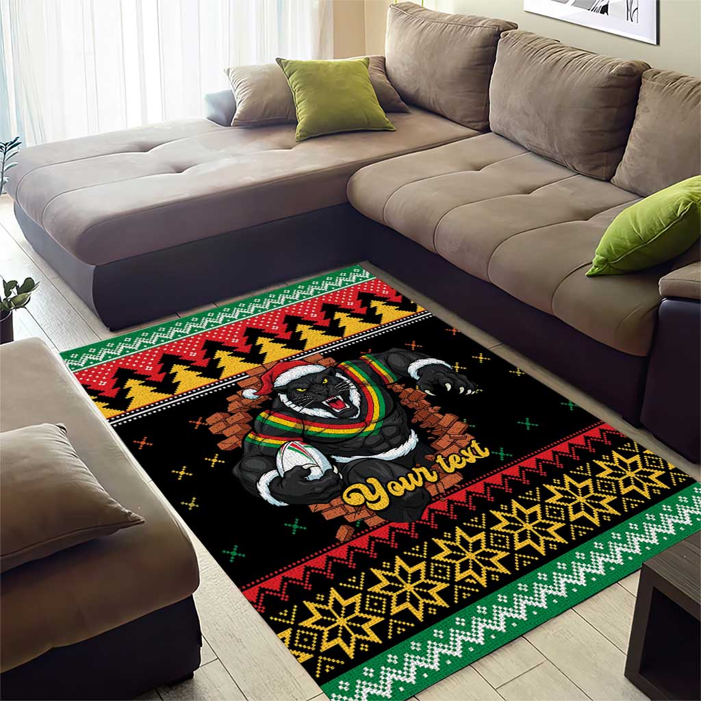 Merry Panther Roar Personalized Area Rug Christmas Rugby League Spirit - Aussie Hoodie
