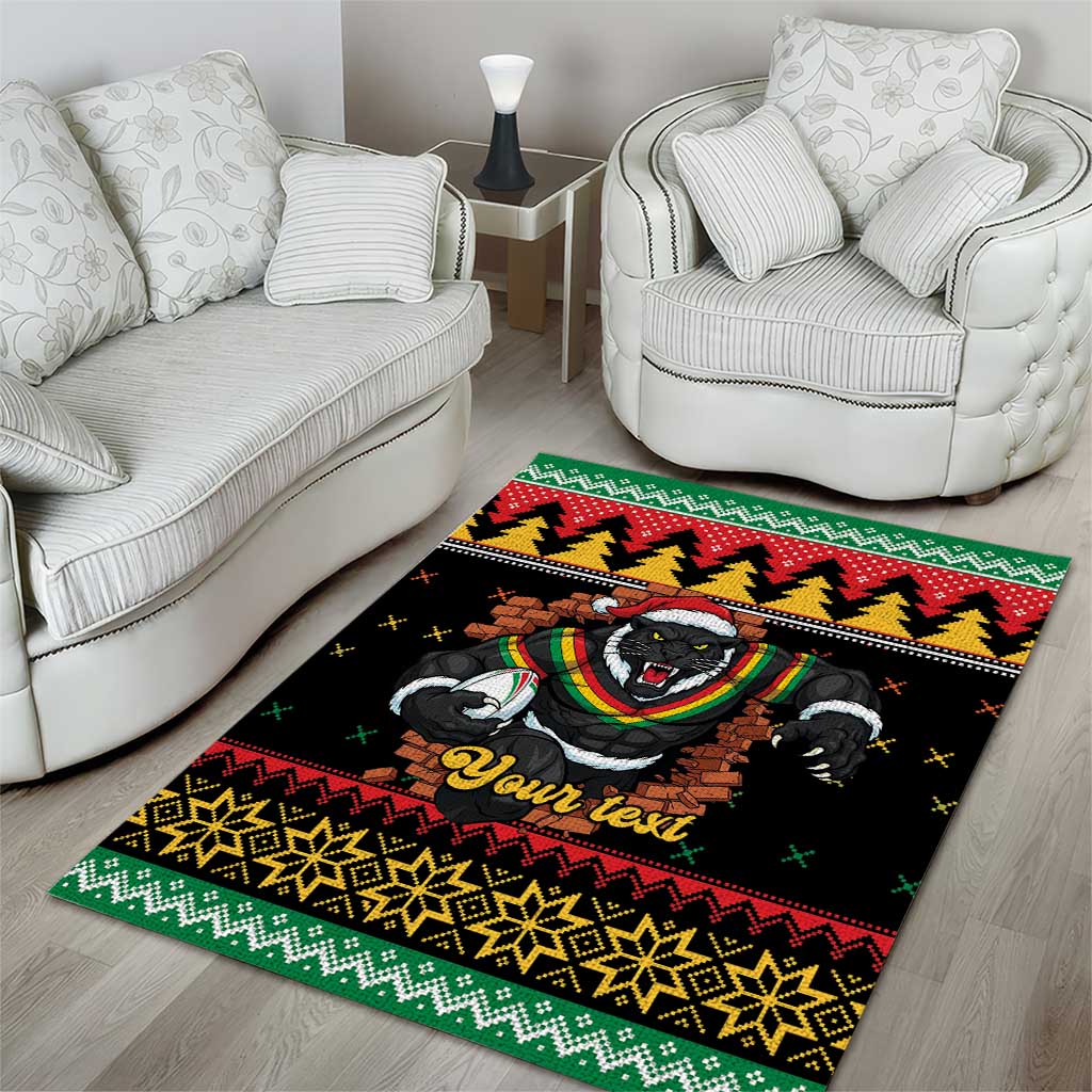 Merry Panther Roar Personalized Area Rug Christmas Rugby League Spirit - Aussie Hoodie