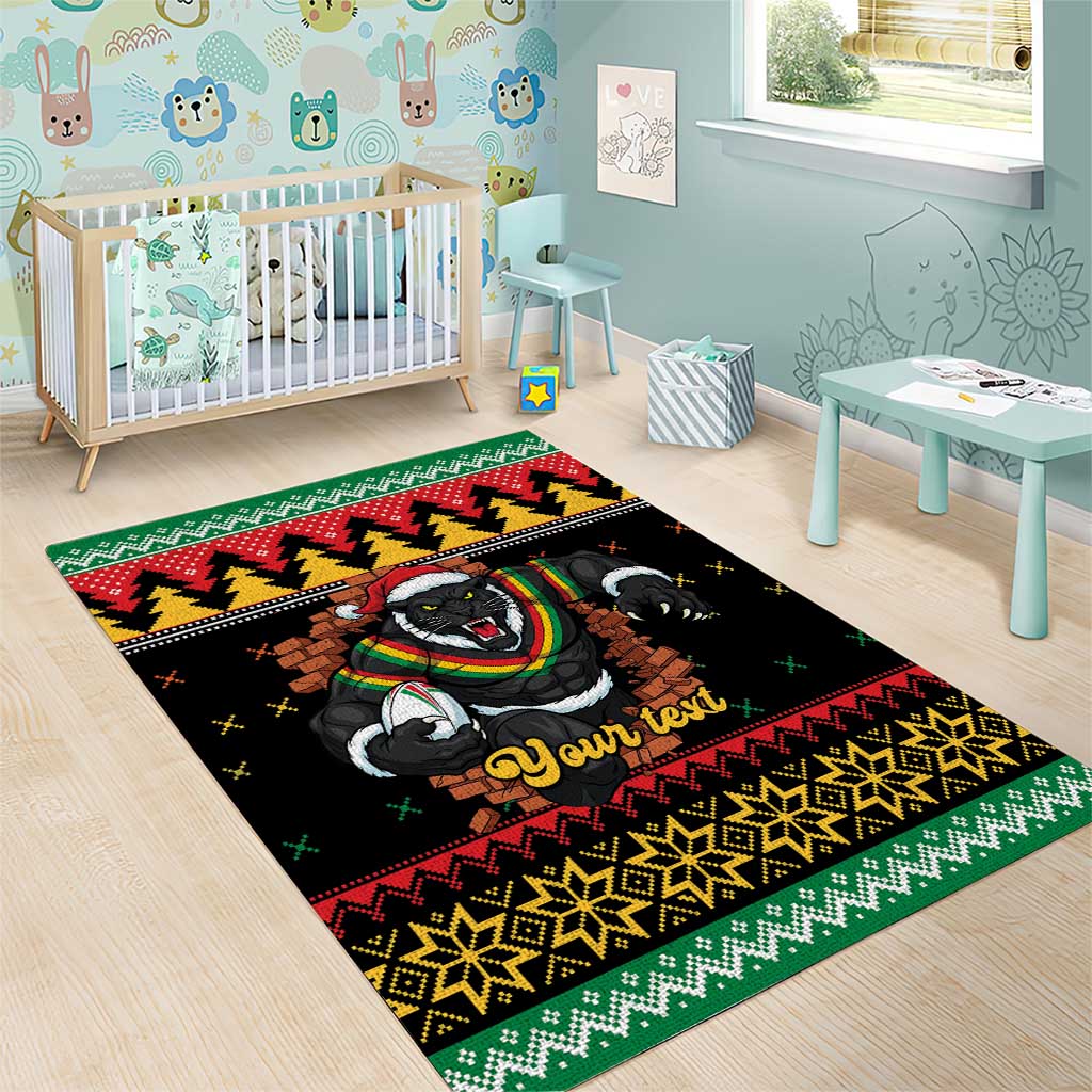 Merry Panther Roar Personalized Area Rug Christmas Rugby League Spirit - Aussie Hoodie