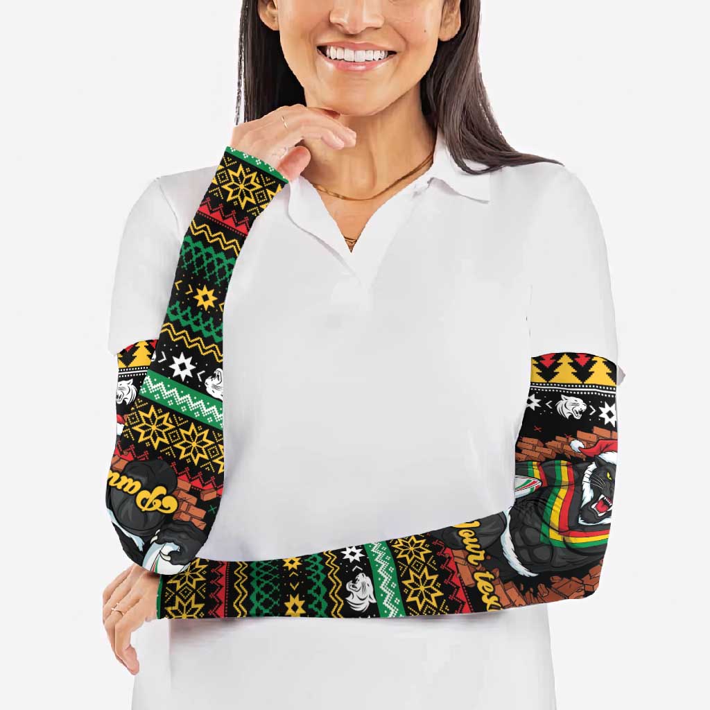 Merry Panther Roar Personalized Arm Sleeves Christmas Rugby League Spirit - Aussie Hoodie