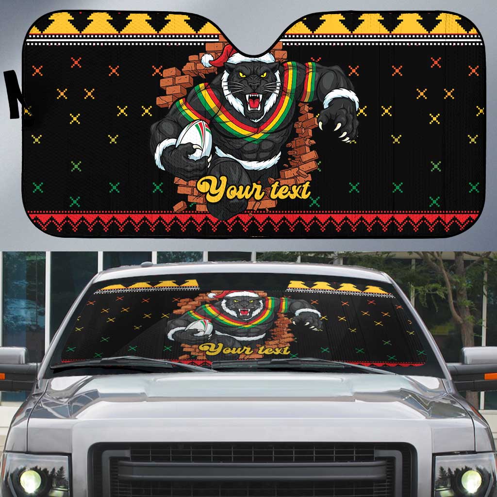 Merry Panther Roar Personalized Auto Sun Shade Christmas Rugby League Spirit - Aussie Hoodie