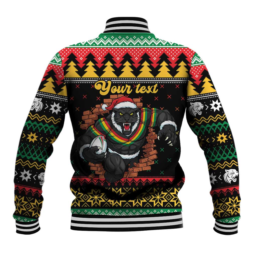 Merry Panther Roar Personalized Baseball Jacket Christmas Rugby League Spirit - Aussie Hoodie