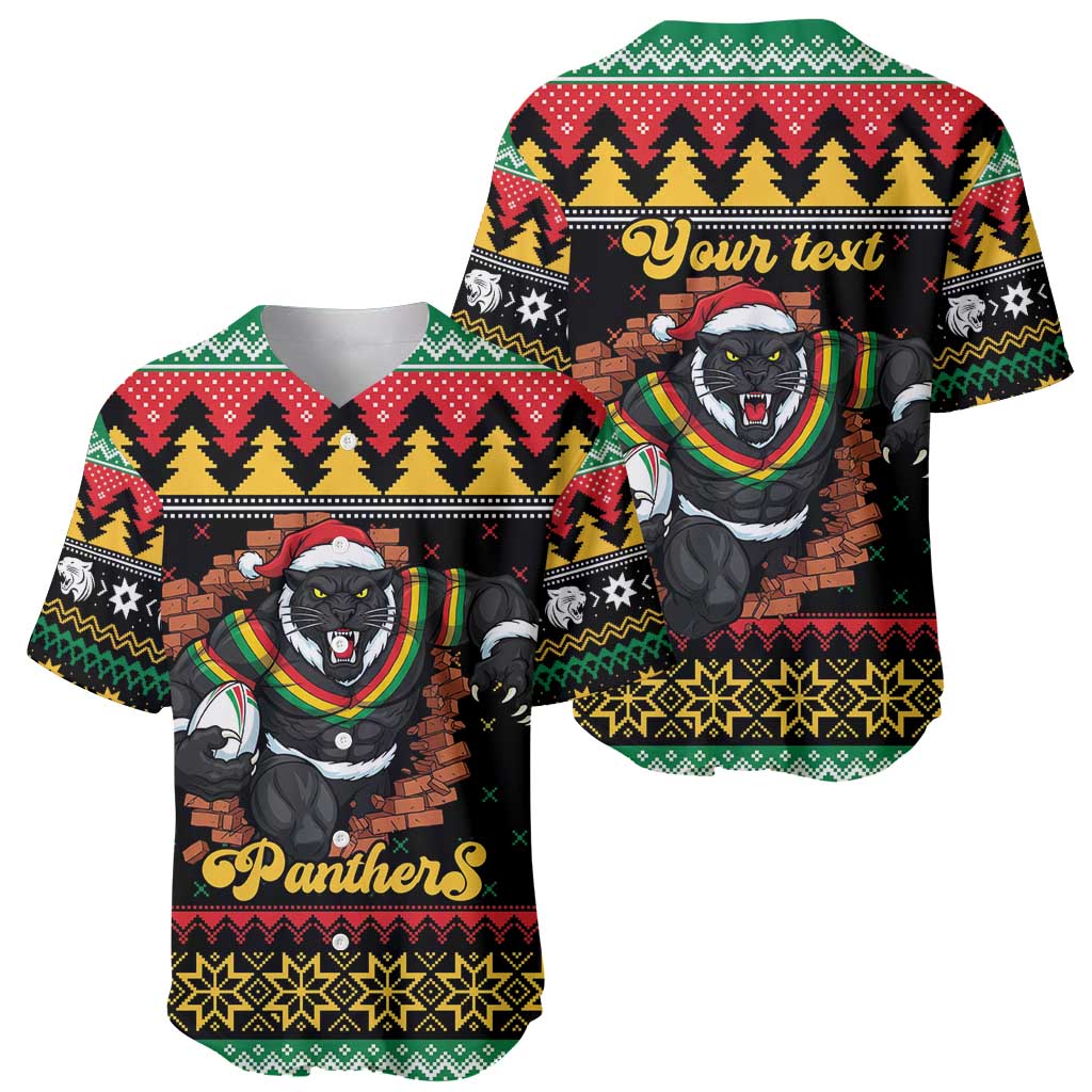 Merry Panther Roar Personalized Baseball Jersey Christmas Rugby League Spirit - Aussie Hoodie