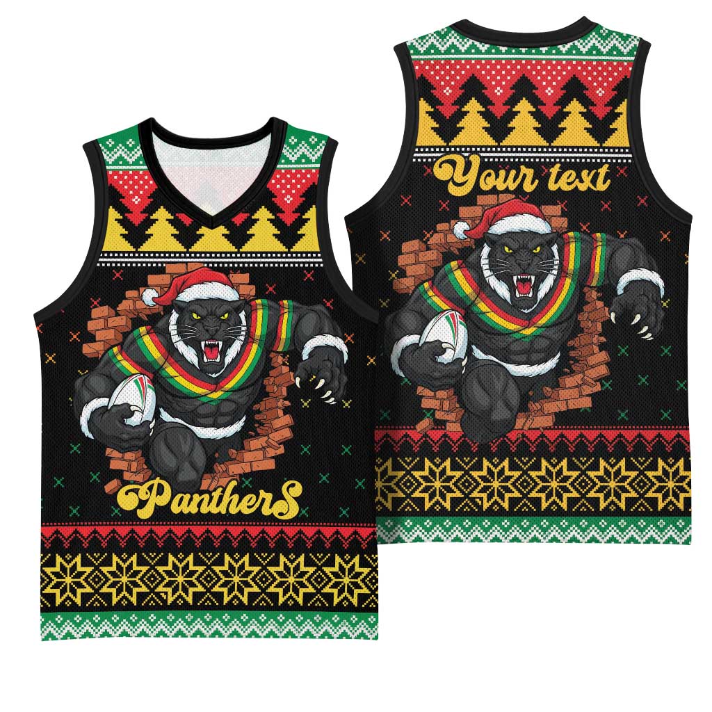 Merry Panther Roar Personalized Basketball Jersey Christmas Rugby League Spirit - Aussie Hoodie