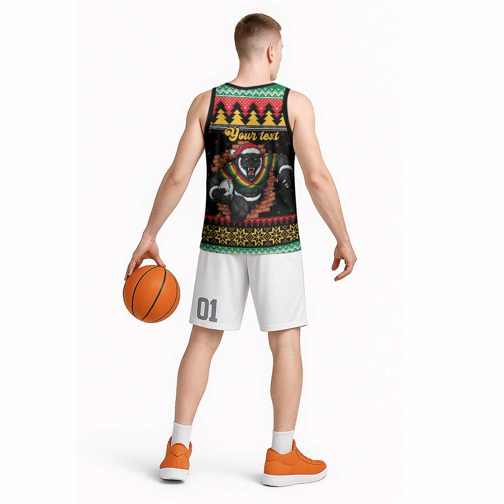 Merry Panther Roar Personalized Basketball Jersey Christmas Rugby League Spirit - Aussie Hoodie