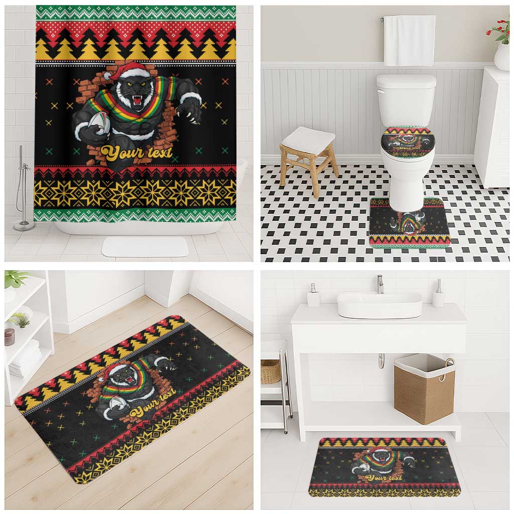 Merry Panther Roar Personalized Bathroom Set Christmas Rugby League Spirit - Aussie Hoodie