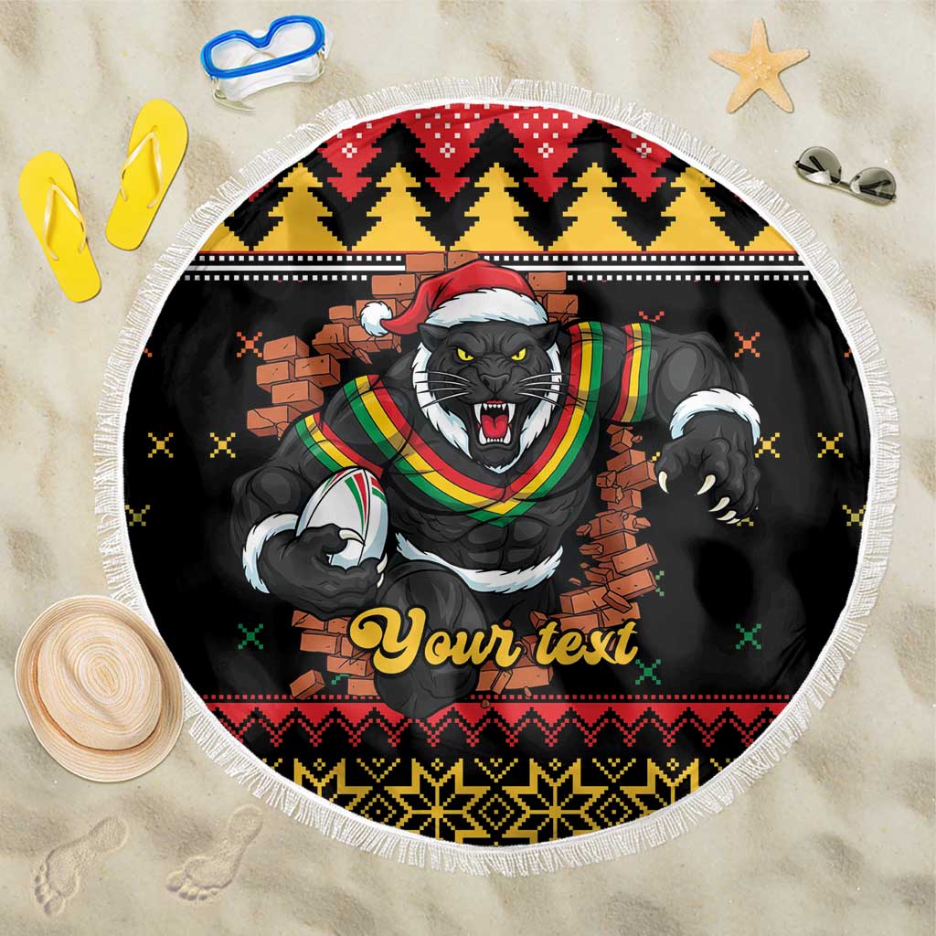 Merry Panther Roar Personalized Beach Blanket Christmas Rugby League Spirit - Aussie Hoodie
