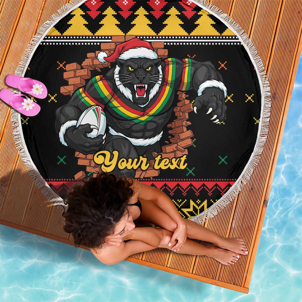 Merry Panther Roar Personalized Beach Blanket Christmas Rugby League Spirit - Aussie Hoodie