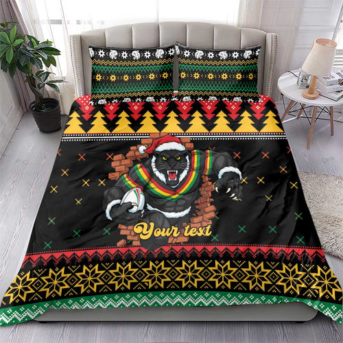Merry Panther Roar Personalized Bedding Set Christmas Rugby League Spirit - Aussie Hoodie