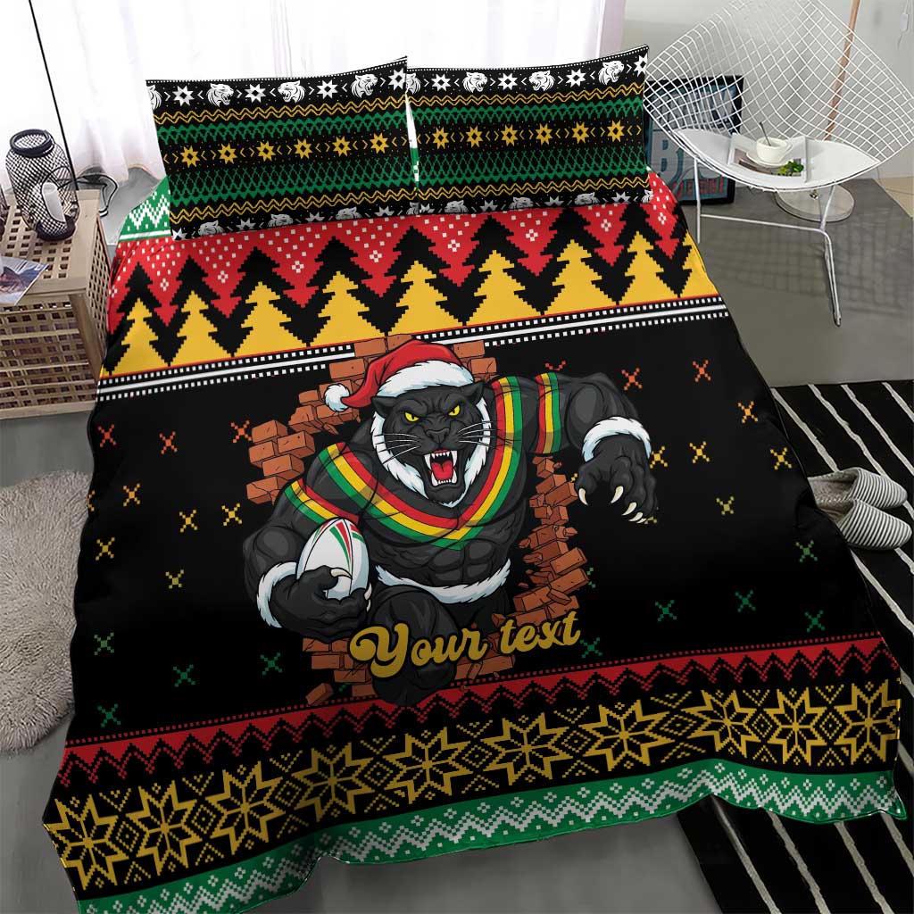 Merry Panther Roar Personalized Bedding Set Christmas Rugby League Spirit - Aussie Hoodie