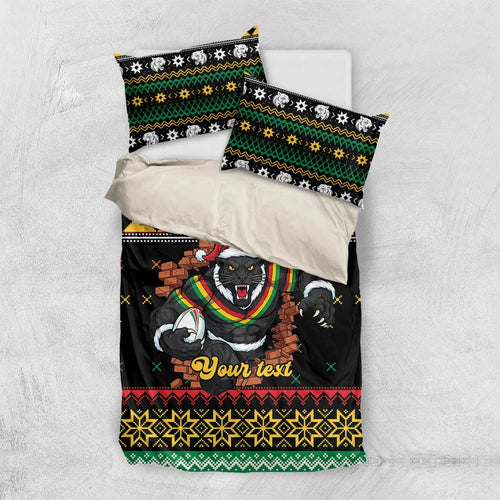 Merry Panther Roar Personalized Bedding Set Christmas Rugby League Spirit - Aussie Hoodie