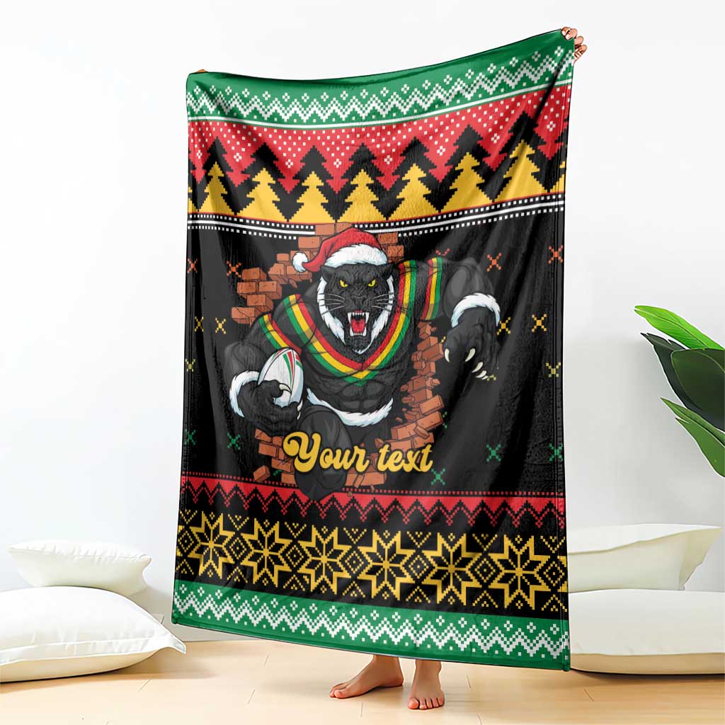 Merry Panther Roar Personalized Blanket Christmas Rugby League Spirit - Aussie Hoodie