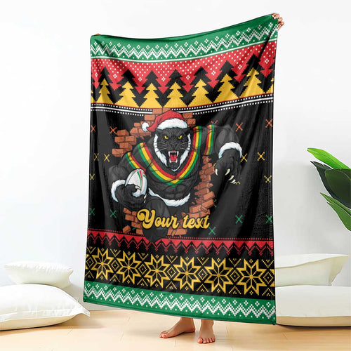 Merry Panther Roar Personalized Blanket Christmas Rugby League Spirit - Aussie Hoodie