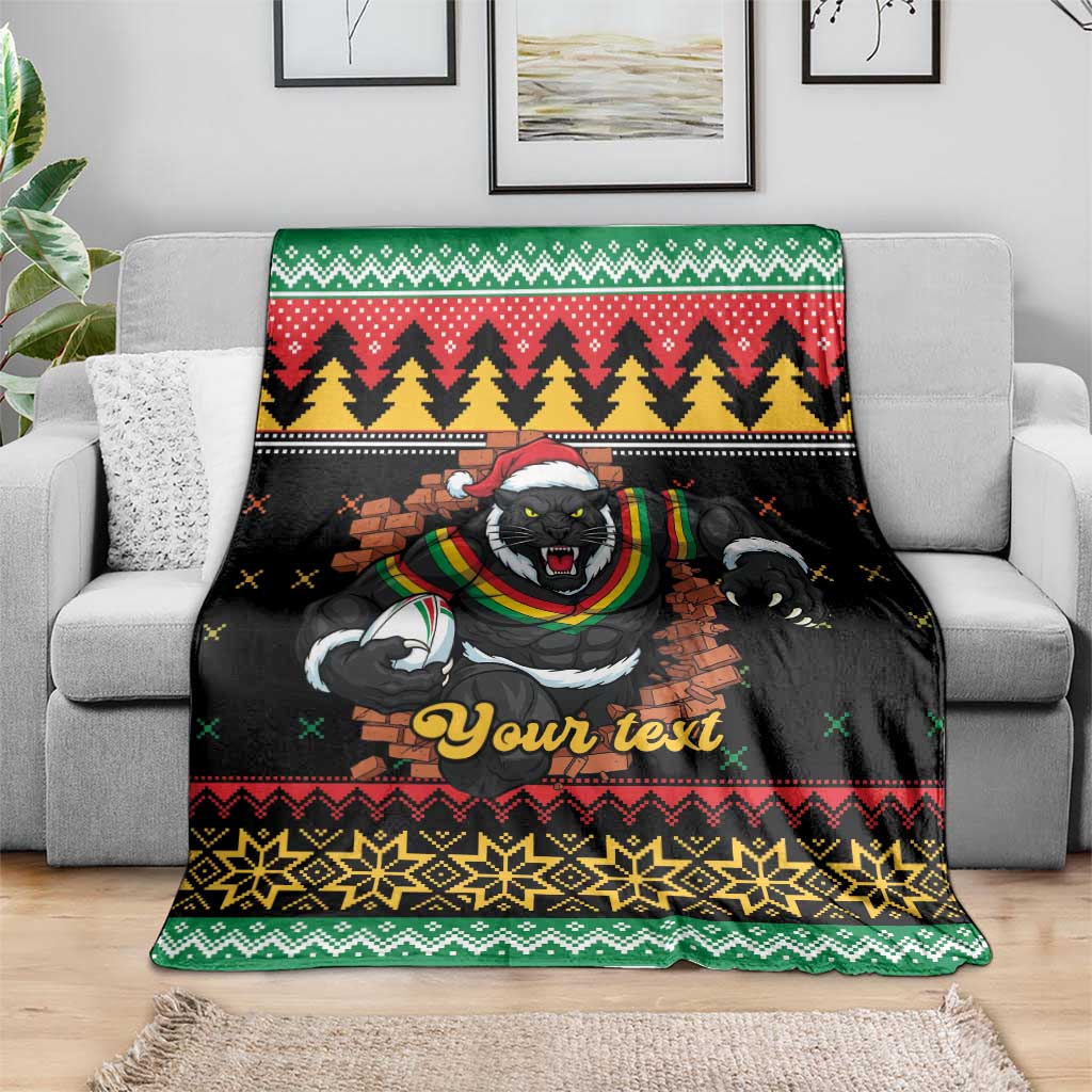 Merry Panther Roar Personalized Blanket Christmas Rugby League Spirit - Aussie Hoodie