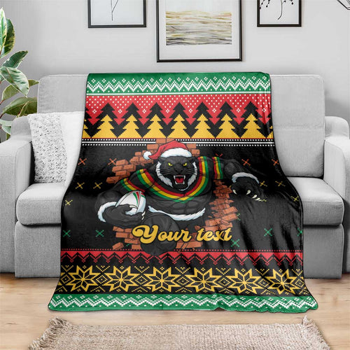 Merry Panther Roar Personalized Blanket Christmas Rugby League Spirit - Aussie Hoodie