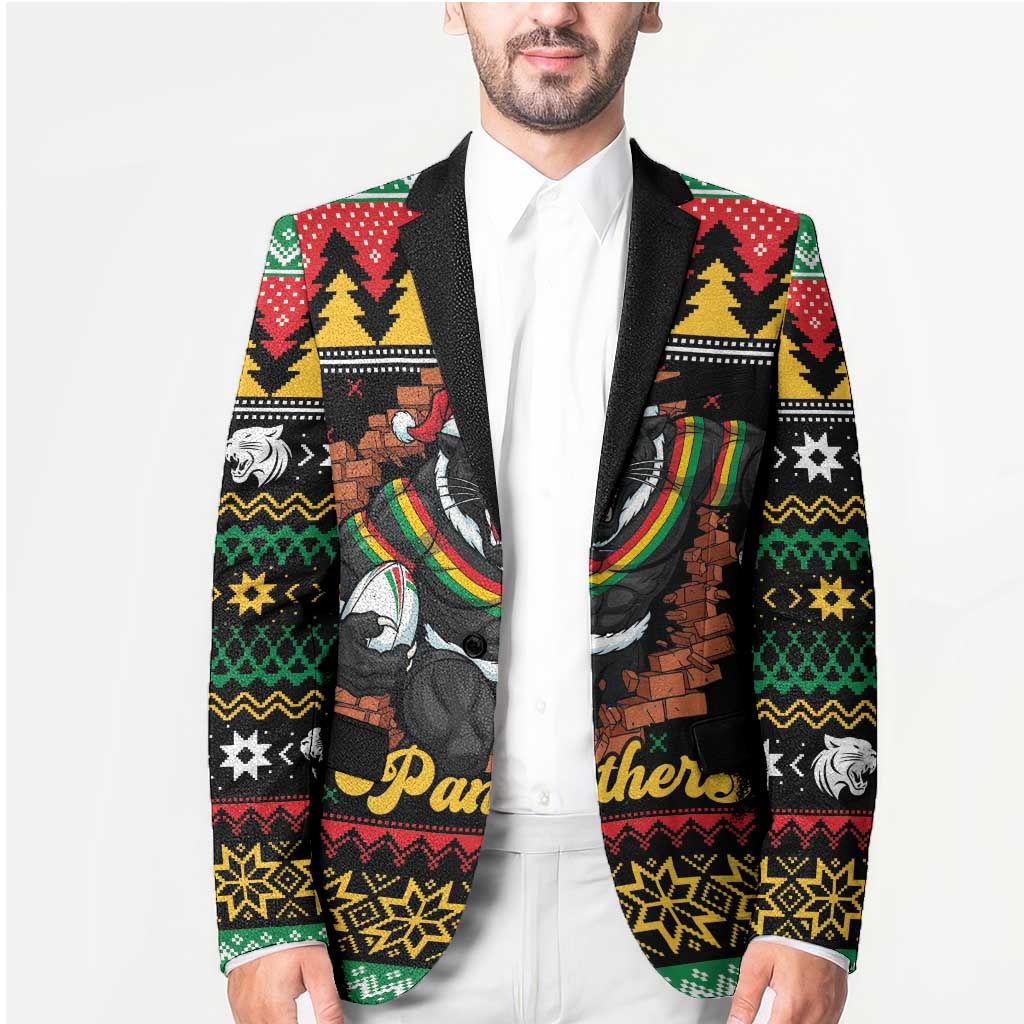 Merry Panther Roar Personalized Blazer Christmas Rugby League Spirit - Aussie Hoodie