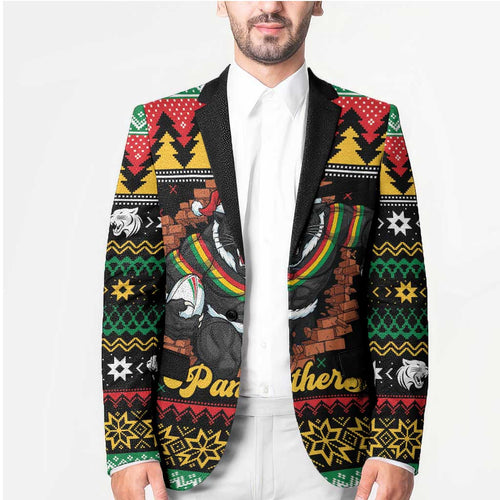 Merry Panther Roar Personalized Blazer Christmas Rugby League Spirit - Aussie Hoodie
