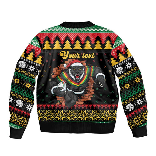 Merry Panther Roar Personalized Bomber Jacket Christmas Rugby League Spirit - Aussie Hoodie