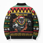 Merry Panther Roar Personalized Bomber Puffer Jacket Christmas Rugby League Spirit - Aussie Hoodie