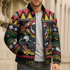 Merry Panther Roar Personalized Bomber Puffer Jacket Christmas Rugby League Spirit - Aussie Hoodie