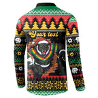 Merry Panther Roar Personalized Button Sweatshirt Christmas Rugby League Spirit - Aussie Hoodie