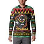 Merry Panther Roar Personalized Button Sweatshirt Christmas Rugby League Spirit - Aussie Hoodie