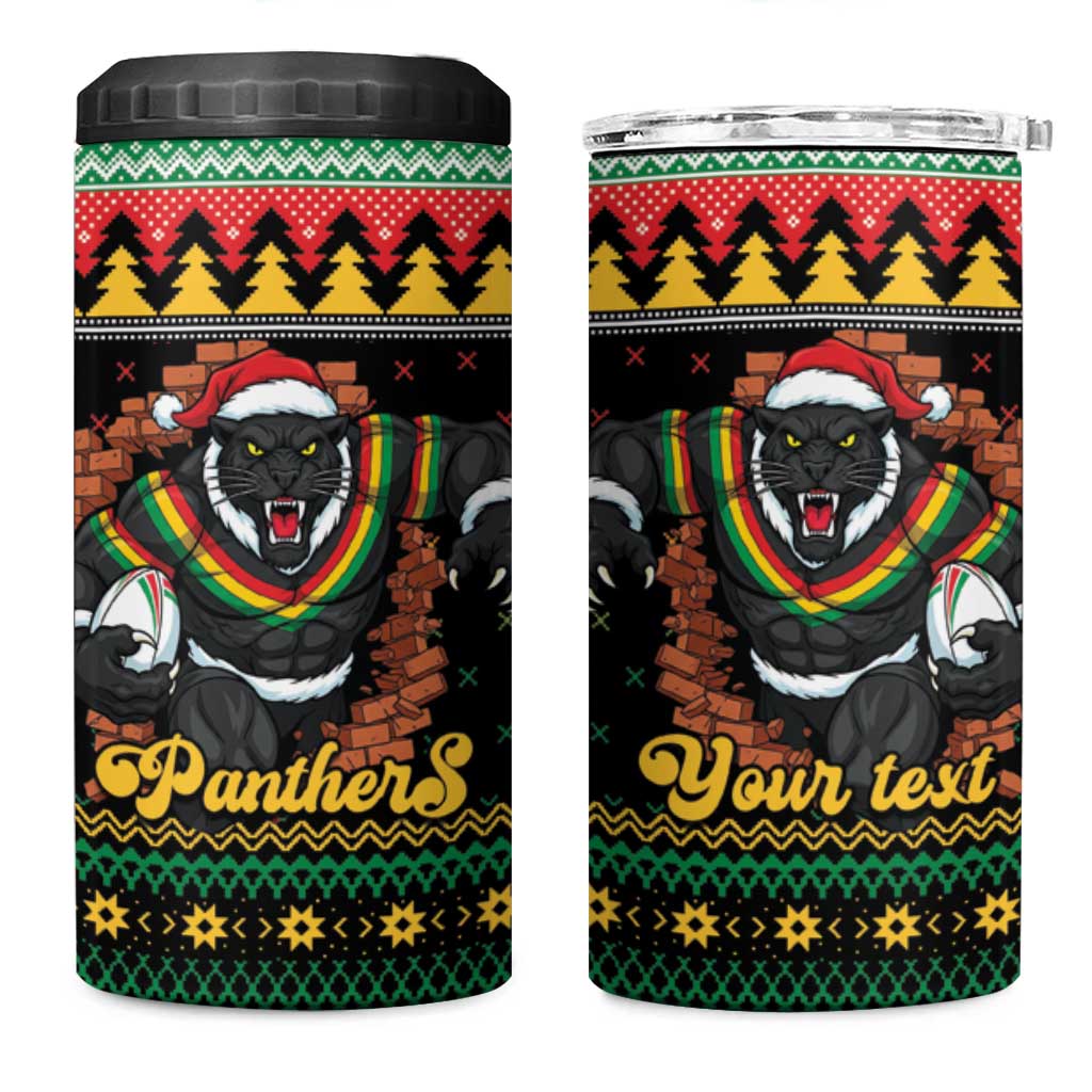 Merry Panther Roar Personalized 4 in 1 Can Cooler Tumbler Christmas Rugby League Spirit - Aussie Hoodie