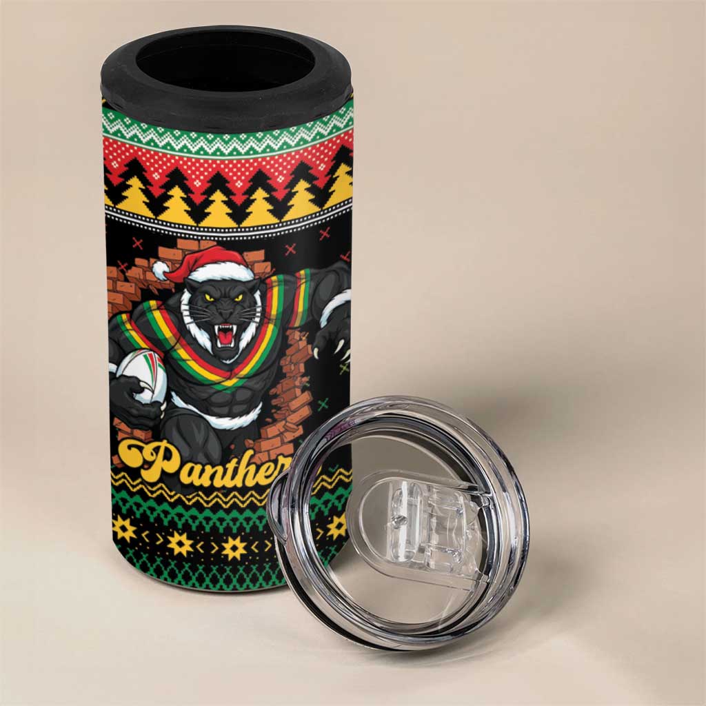Merry Panther Roar Personalized 4 in 1 Can Cooler Tumbler Christmas Rugby League Spirit - Aussie Hoodie