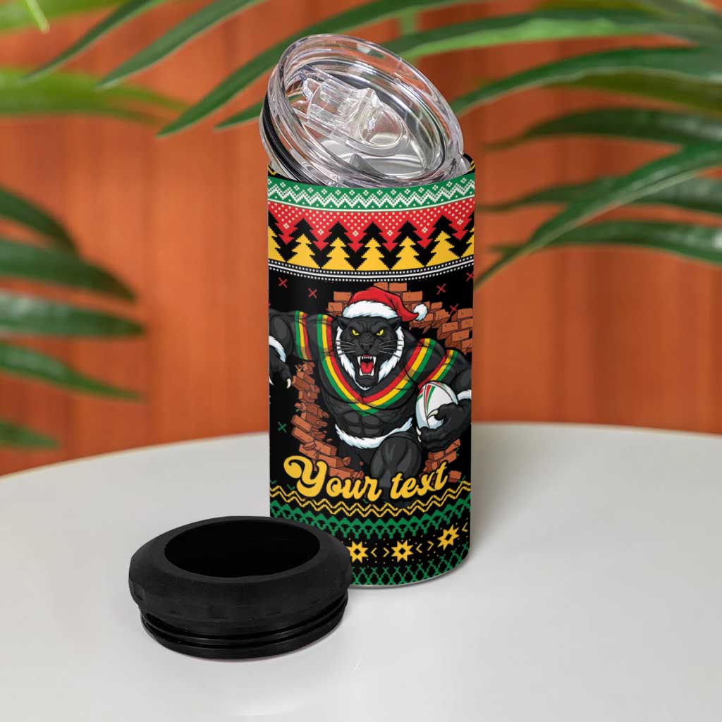Merry Panther Roar Personalized 4 in 1 Can Cooler Tumbler Christmas Rugby League Spirit - Aussie Hoodie