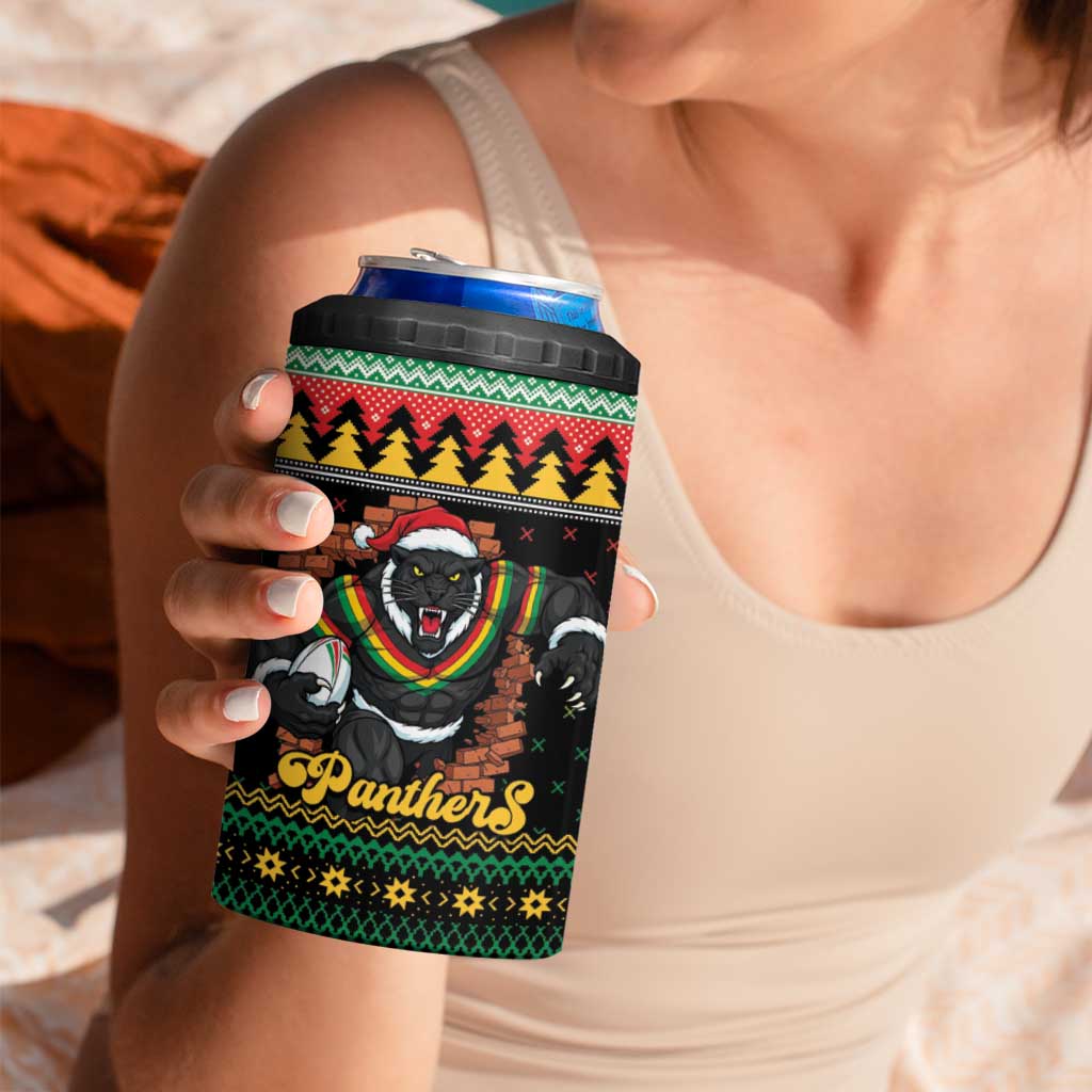 Merry Panther Roar Personalized 4 in 1 Can Cooler Tumbler Christmas Rugby League Spirit - Aussie Hoodie