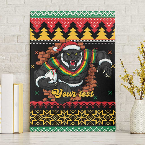 Merry Panther Roar Personalized Canvas Wall Art Christmas Rugby League Spirit - Aussie Hoodie