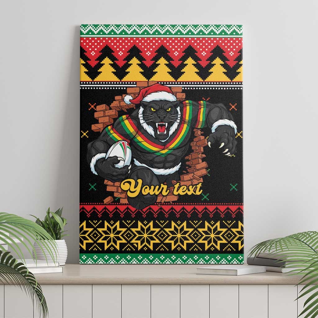 Merry Panther Roar Personalized Canvas Wall Art Christmas Rugby League Spirit - Aussie Hoodie