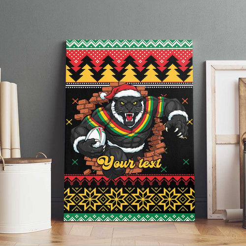 Merry Panther Roar Personalized Canvas Wall Art Christmas Rugby League Spirit - Aussie Hoodie