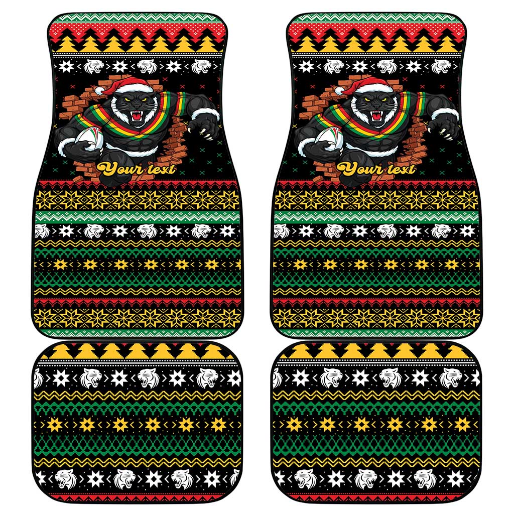 Merry Panther Roar Personalized Car Mats Christmas Rugby League Spirit - Aussie Hoodie