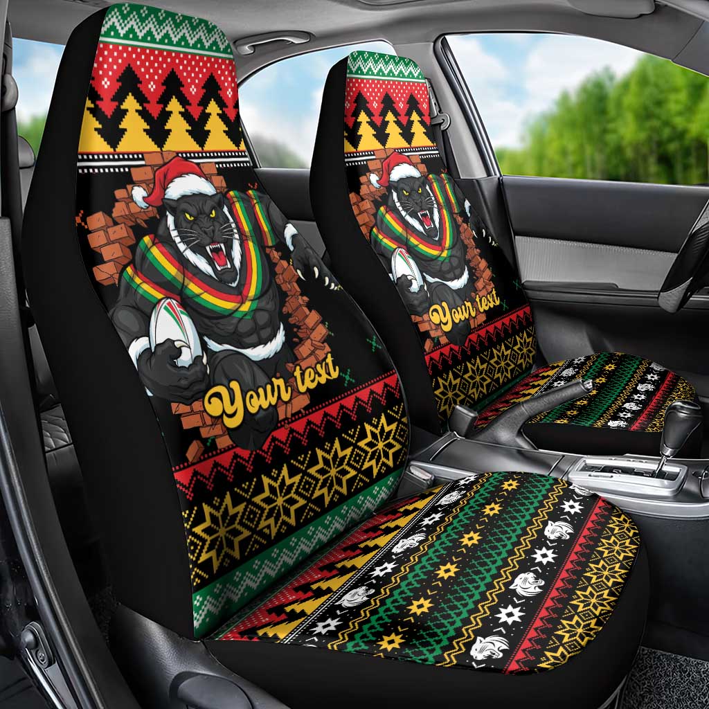 Merry Panther Roar Personalized Car Seat Cover Christmas Rugby League Spirit - Aussie Hoodie