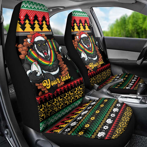 Merry Panther Roar Personalized Car Seat Cover Christmas Rugby League Spirit - Aussie Hoodie