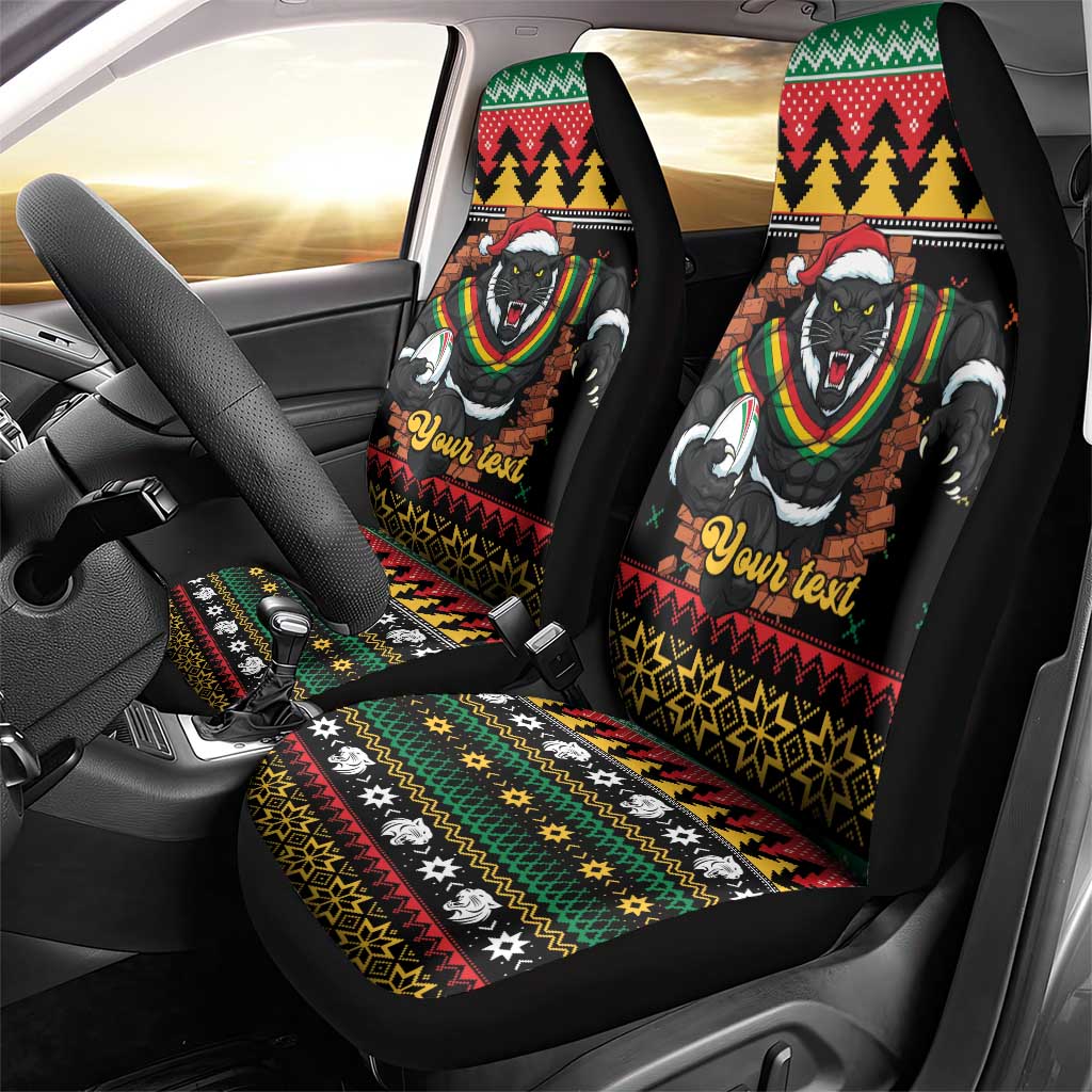 Merry Panther Roar Personalized Car Seat Cover Christmas Rugby League Spirit - Aussie Hoodie