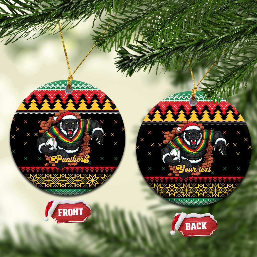 Merry Panther Roar Personalized Ceramic Ornament Christmas Rugby League Spirit - Aussie Hoodie